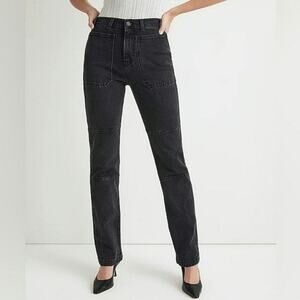 Madewell The 90s Straight Utility Denim Jean Camplin Wash Black High Rise 26